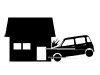 Car plunges into a private house | Dozing driving | Careless | Accident-Pictogram | Free illustration material