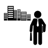 Small Business Consultant ｜ Business District ｜ Suits ｜ Skyscrapers --Pictograms ｜ Free Illustration Material