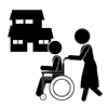 Welfare and Living Environment Coordinator ｜ Nursing Care Assistance ｜ Elderly Housing ｜ Wheelchair-Pictogram ｜ Free Illustration Material