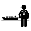 通関士｜大型船｜貿易｜税関 - ピクトグラム｜フリーイラスト素材