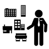 Building Lots and Buildings Transactions / Buildings / Building Transactions Chief ｜ Real Estate ｜ Housing ｜ Buildings-Pictograms ｜ Free Illustration Material