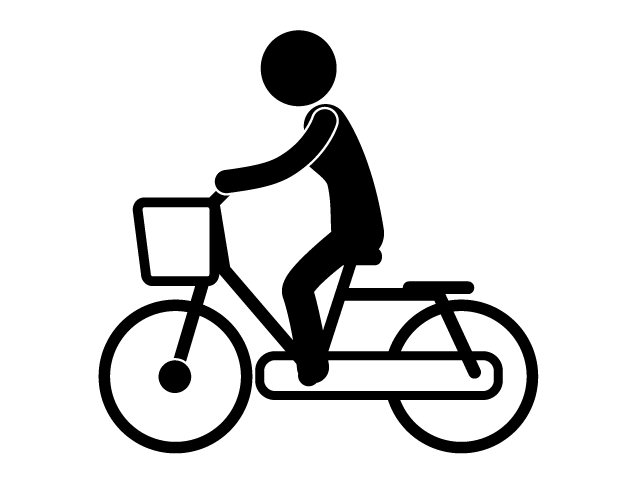 Easy Exercise | Bicycle | Health-Simple / Clip Art / Icon / Illustration / Free / Black and White / Two Colors / PNG Format: Transparent Background