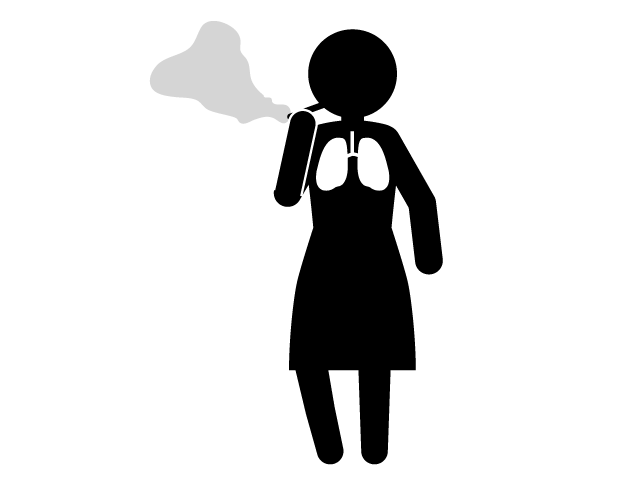 Smoking cigarettes | Lungs | Body-Simple / Clip art / Icon / Illustration / Free / Black and white / Two colors / PNG Format: Transparent background