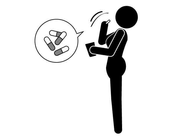 Take medicine | Get in shape | Health-Simple / Clip art / Icon / Illustration / Free / Black and white / Two colors / PNG Format: Transparent background