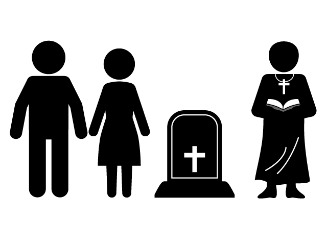 葬儀参列 | 悲しみ | 神父 - シンプル / クリップアート / アイコン / イラスト / 無料 / 白黒 / 二色 / PNG形式：背景透明
