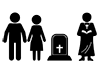 葬儀参列 | 悲しみ | 神父 - ピクトグラム｜フリーイラスト素材