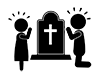 悲しむ子供 | 墓の前 | 人が亡くなる - ピクトグラム｜フリーイラスト素材
