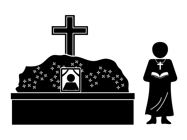 葬儀 | 故人との別れ | 神父 - シンプル / クリップアート / アイコン / イラスト / 無料 / 白黒 / 二色 / PNG形式：背景透明