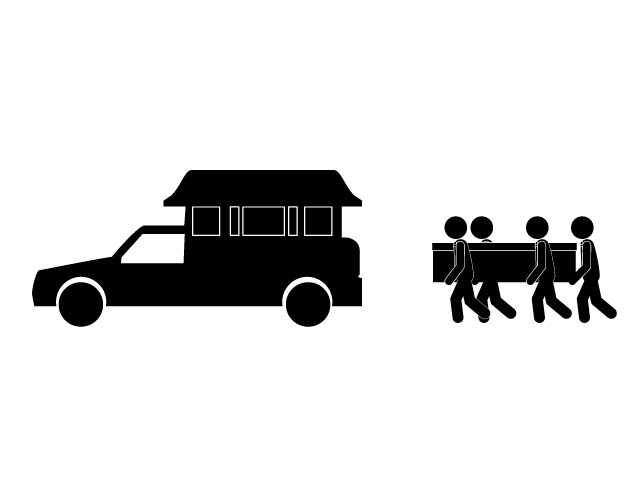霊柩車 | 葬儀会場 - シンプル / クリップアート / アイコン / イラスト / 無料 / 白黒 / 二色 / PNG形式：背景透明