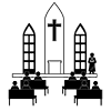 大聖堂｜挙式｜神父｜キリスト教式 - ピクトグラム｜フリーイラスト素材