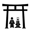 Shrine Wedding ｜ Torii ｜ Couple ｜ Couple-Pictogram ｜ Free Illustration Material