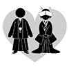 結婚/和式｜着物｜紋付羽織袴｜和装結婚式 - ピクトグラム｜フリーイラスト素材