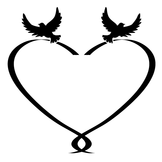 ハートマーク｜鳩 - シンプル / クリップアート / アイコン / イラスト / 無料 / 白黒 / 二色 / PNG形式：背景透明