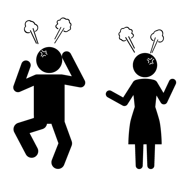 ケンカ｜夫婦｜不倫 - シンプル / クリップアート / アイコン / イラスト / 無料 / 白黒 / 二色 / PNG形式：背景透明
