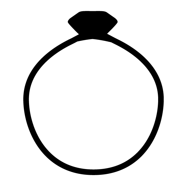 ダイヤ｜指輪 - シンプル / クリップアート / アイコン / イラスト / 無料 / 白黒 / 二色 / PNG形式：背景透明