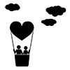 Heart ｜ Balloon ｜ Couple ｜ Sky-Pictogram ｜ Free Illustration Material