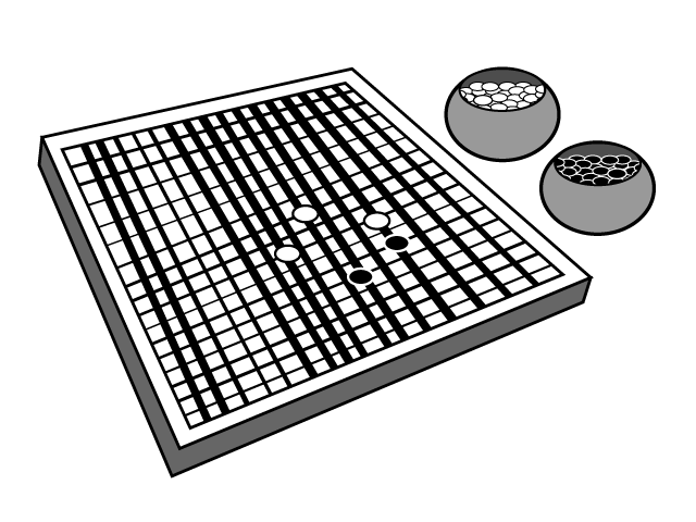 囲碁 | ゲーム | 趣味・興味 - シンプル / クリップアート / アイコン / イラスト / 無料 / 白黒 / 二色 / PNG形式：背景透明