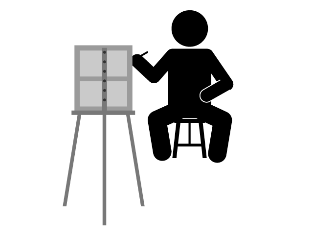 Drawing | Painting | Art | Hobbies / Interests-Simple / Clip Art / Icon / Illustration / Free / Black and White / Two Colors / PNG Format: Transparent Background