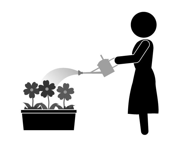 Gardening | Flowerbeds | Plants | Hobbies / Interests-Simple / Clip Art / Icons / Illustrations / Free / Black and White / Two Colors / PNG Format: Transparent Background