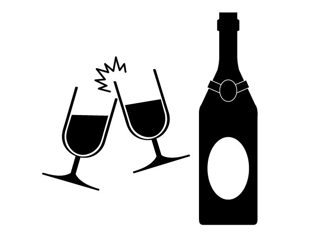 ワイン | お酒 | アルコール | 趣味・興味 - シンプル / クリップアート / アイコン / イラスト / 無料 / 白黒 / 二色 / PNG形式：背景透明