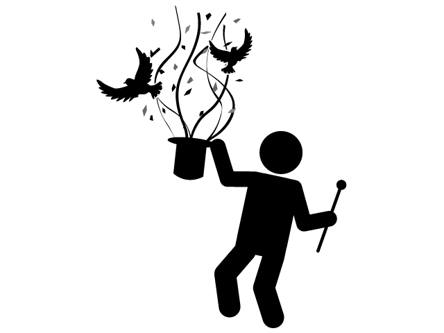 Magic | Magic | Mystery | Hobbies / Interests-Simple / Clip Art / Icon / Illustration / Free / Black and White / Two Colors / PNG Format: Transparent Background