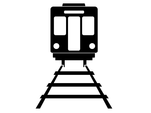 Railroad | Train | Travel | Hobbies / Interests-Simple / Clip Art / Icon / Illustration / Free / Black and White / Two Colors / PNG Format: Transparent Background