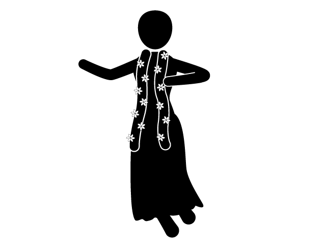 Hula Dance | Dancer | Dance | Hobbies / Interests-Simple / Clip Art / Icon / Illustration / Free / Black and White / Two Colors / PNG Format: Transparent Background