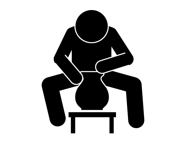 Ceramist | Hobbies / Interests-Simple / Clip art / Icon / Illustration / Free / Black and white / Two colors / PNG format: Transparent background
