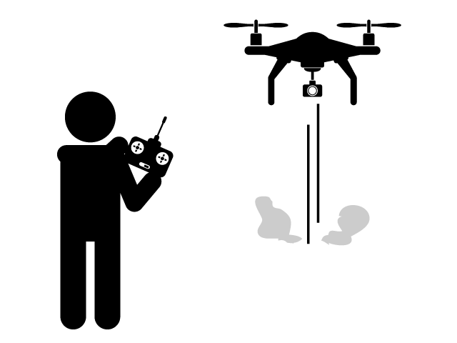 Drone | Aerial | Radio Control | Hobbies / Interests-Simple / Clip Art / Icon / Illustration / Free / Black and White / Two Colors / PNG Format: Transparent Background