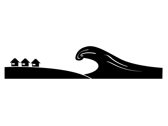 津波 | 災害 - シンプル / クリップアート / アイコン / イラスト / 無料 / 白黒 / 二色 / PNG形式：背景透明