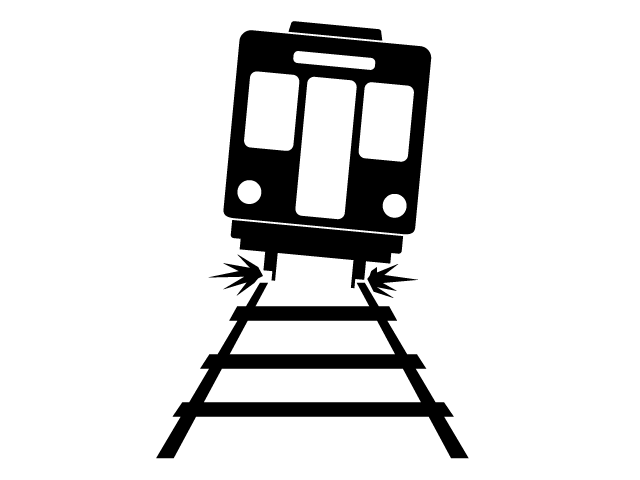 脱線事故 | 電車 - シンプル / クリップアート / アイコン / イラスト / 無料 / 白黒 / 二色 / PNG形式：背景透明