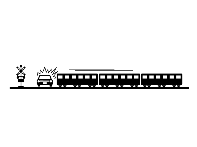 踏切事故 | 電車 - シンプル / クリップアート / アイコン / イラスト / 無料 / 白黒 / 二色 / PNG形式：背景透明