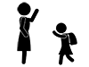 Coming | Morning Greetings | Mother and Daughter-Pictograms | Free Illustrations