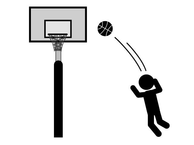 バスケットボール | 体育 | 休み時間 - シンプル / クリップアート / アイコン / イラスト / 無料 / 白黒 / 二色 / PNG形式：背景透明