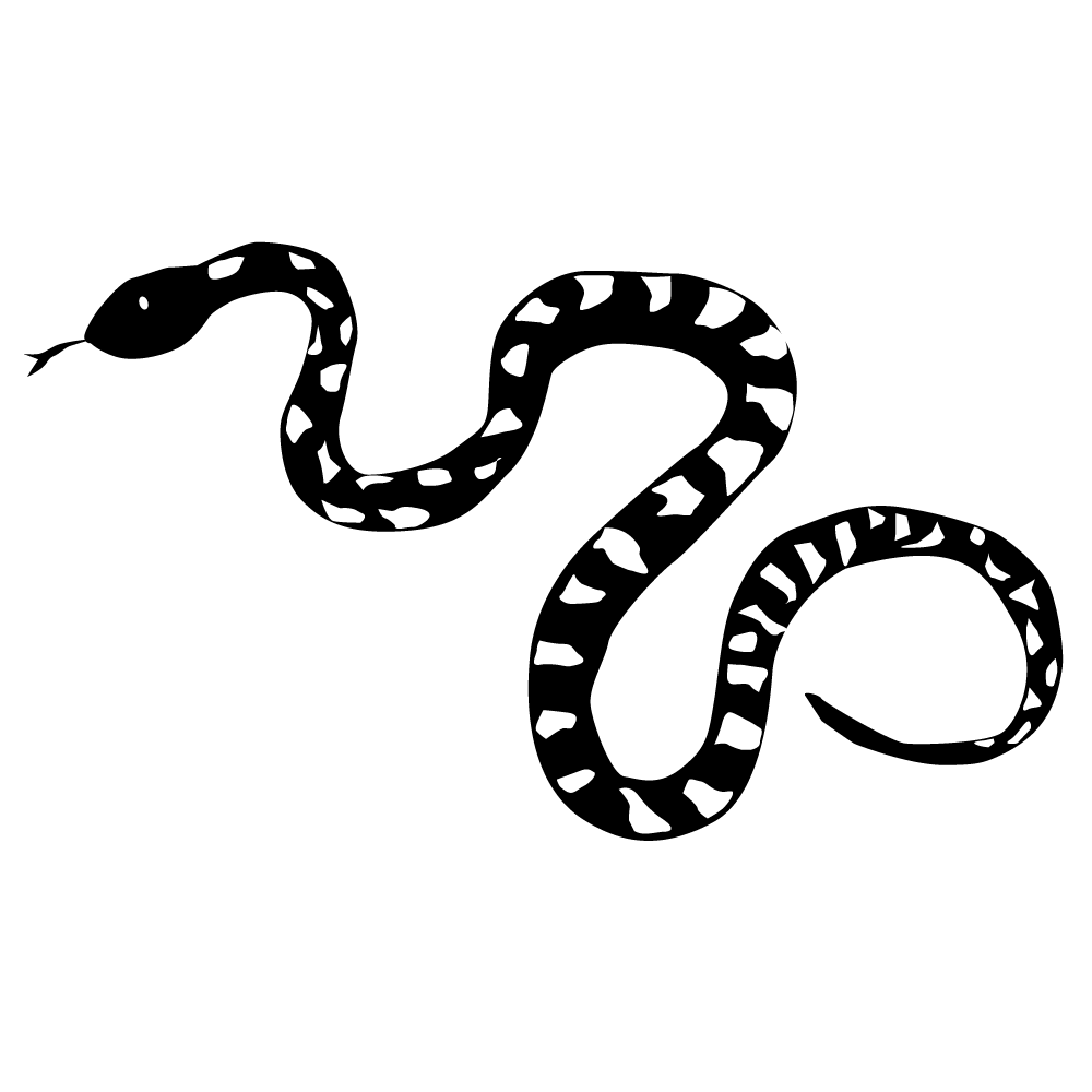 蛇ヘビに注意 - シンプル / クリップアート / アイコン / イラスト / 無料 / 白黒 / 二色 / PNG形式：背景透明